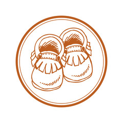 Baby moccasins with fringe in hand drawn style