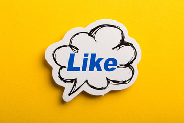 Like Speech Bubble Isolated On Yellow Background
