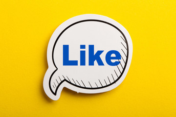 Like Speech Bubble Isolated On Yellow Background