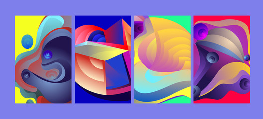 Obraz premium Vector Abstract 3D Colorful Gradient Geometric Curvy pattern background illustration. Set of Abstract Techno and cultural background for Cover, Poster, and print in Eps 10