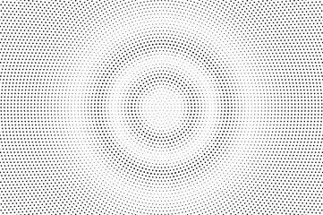 Black and white halftone vector texture. Concentrate dotted gradient. Round dotwork surface for vintage effect