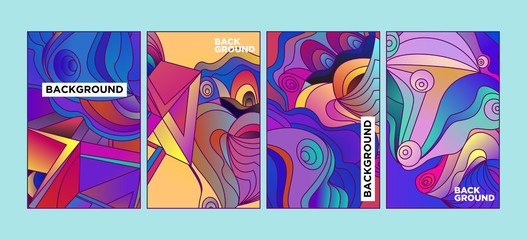 Obraz premium Vector Abstract 3D Colorful Gradient Geometric Curvy pattern background illustration. Set of Abstract Techno and cultural background for Cover, Poster, and print in Eps 10