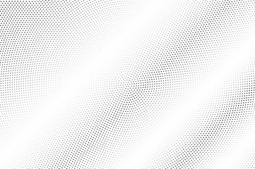 Black and white halftone vector texture. Faded dotted gradient. Contrast dotwork surface for vintage effect
