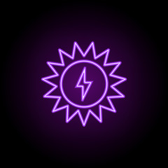 solar energy outline icon. Elements of Ecology in neon style icons. Simple icon for websites, web design, mobile app, info graphics