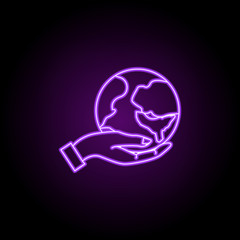 save the planet outline icon. Elements of Ecology in neon style icons. Simple icon for websites, web design, mobile app, info graphics