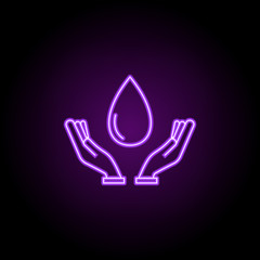 save the water outline icon. Elements of Ecology in neon style icons. Simple icon for websites, web design, mobile app, info graphics