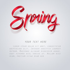 Red ribbon of Spring calligraphy hand lettering