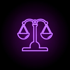 law scales outline icon. Elements of Banking & Finance in neon style icons. Simple icon for websites, web design, mobile app, info graphics
