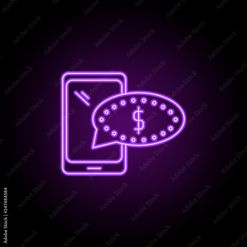 Fototapete mobile commerce outline icon. elements of banking & finance in neon style icons. simple icon for web