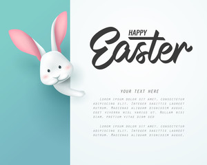 Rabbit and happy Easter board banner