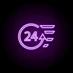 24 hours service outline icon. Elements of Cargo logistic in neon style icons. Simple icon for websites, web design, mobile app, info graphics