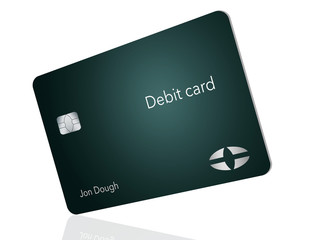 Fototapeta na wymiar Here is a modern and stylish bank debit card. It is an illustration and is mock and generic to avoid any problems with trademarks or copyrights.