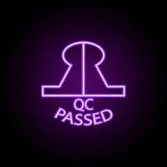 QS passed sign outline icon. Elements of Cargo logistic in neon style icons. Simple icon for websites, web design, mobile app, info graphics