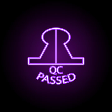 QS passed sign outline icon. Elements of Cargo logistic in neon style icons. Simple icon for websites, web design, mobile app, info graphics