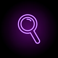 magnifier outline icon. Elements of Education in neon style icons. Simple icon for websites, web design, mobile app, info graphics