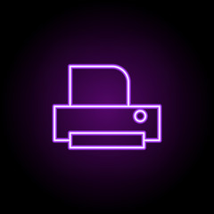 Printer outline icon. Elements of Education in neon style icons. Simple icon for websites, web design, mobile app, info graphics