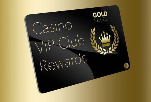 Here is a casino VIP club rewards card for loyal gamblers. Here is a gold level member's card with a crown and laurel left logo.