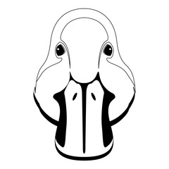 Silhouette of a duck head. Farm animal. Vector illustration design