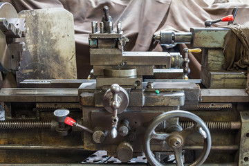 Carriage of old lathe machine