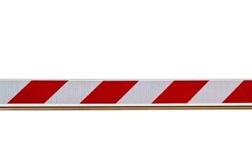 Red and white striped barrier isolated on white background