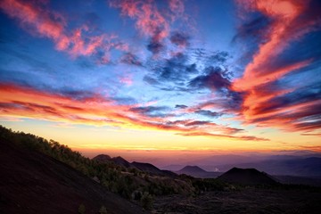 Colorful Sky At The Sunset On Old Volcanic Cones
