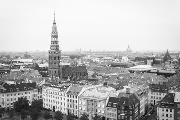 View from the Christiansborg Palace tower, in Copenhagen, Denmark.