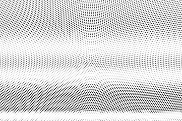 Black and white halftone vector texture. Rough horizontal dotted gradient. Small dotwork surface for vintage effect