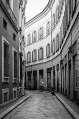 A narrow street in Milan, Italy
