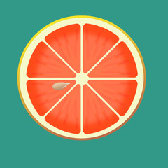 Here is an illustration showing citrus fruit slices isolated on a blue background.