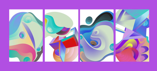 Fototapeta premium Vector Abstract 3D Colorful Gradient Geometric Curvy pattern background illustration. Set of Abstract Techno and cultural background for Cover, Poster, and print in Eps 10