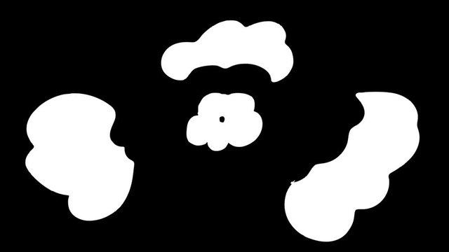 Smoke special effects template animation alpha channel. Cartoon steam clouds, puff, mist, fog, watery vapour or dust explosion 2D.HD video