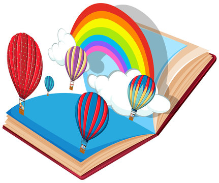 Open book  hot air balloon theme