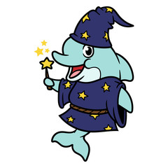 Cartoon Wizard Dolphin Character