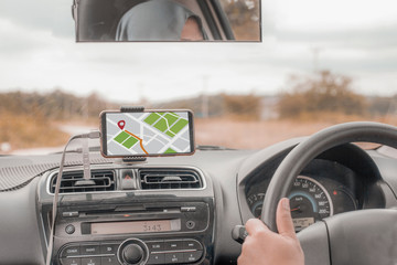 GPS Map Navigation on Smart Phone while Driving a Car