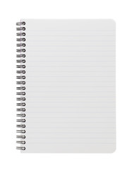 Lined paper notebook isolated on white background