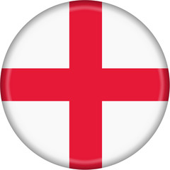 England Flag Button isolated on a white background with clipping path