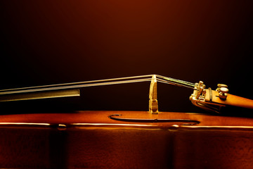 Close up violin on black background