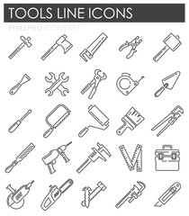 Tools icons line set on white background for graphic and web design, Modern simple vector sign. Internet concept. Trendy symbol for website design web button or mobile app