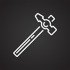 Tool hammer line icon on black background for graphic and web design, Modern simple vector sign. Internet concept. Trendy symbol for website design web button or mobile app