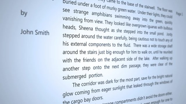 Reading a fictional ebook on screen generic - modern tint - V1