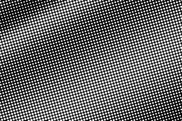 White dots on black background. Perforated halftone vector texture. Diagonal dotwork gradient for vintage effect