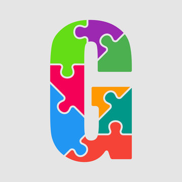 recommend clip art: Vector jigsaw color shape puzzle piece letter - G.
