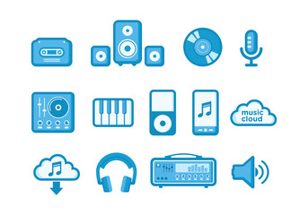 Simple flat minimalis music media icon set