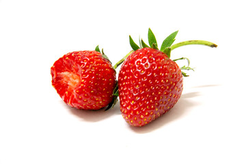 strawberries close up on white background