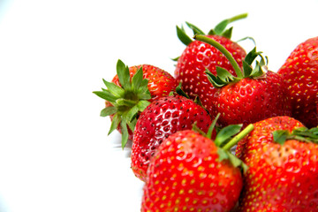 strawberries close up on white background