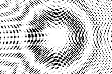 Black on white halftone vector texture. Rough perforated surface. Round dotwork gradient for vintage effect.