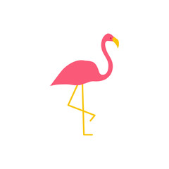 Vector pink flamingo. Vector standing flamingo. Vector illustration.