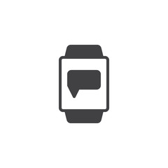 Smartwatch message notification vector icon. filled flat sign for mobile concept and web design. Smart watch screen with speech bubble simple solid icon. Symbol, logo illustration. Pixel perfect 