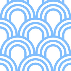 Vector blue fish scales pattern. Japanese traditional ornament.