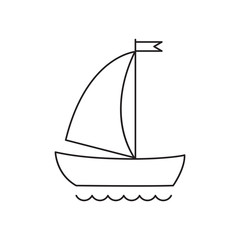 Vector simple outline ship symbol. Cartoon ship.